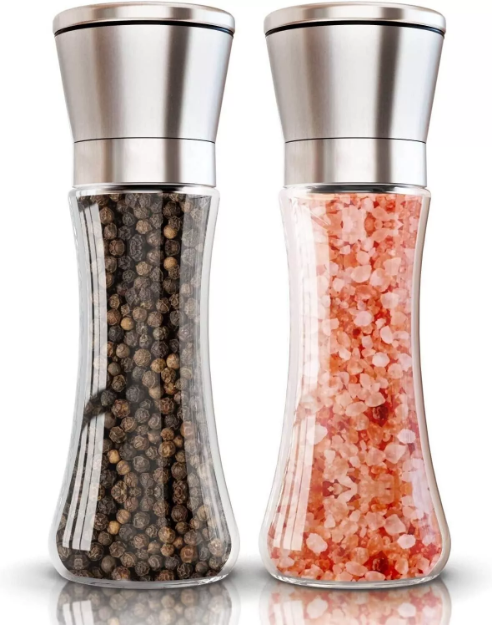 Picture of 2x Adjustable Stainless Steel Salt & Pepper Grinder Set, Manual Spice Mill Shaker