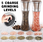 Picture of 2x Adjustable Stainless Steel Salt & Pepper Grinder Set, Manual Spice Mill Shaker