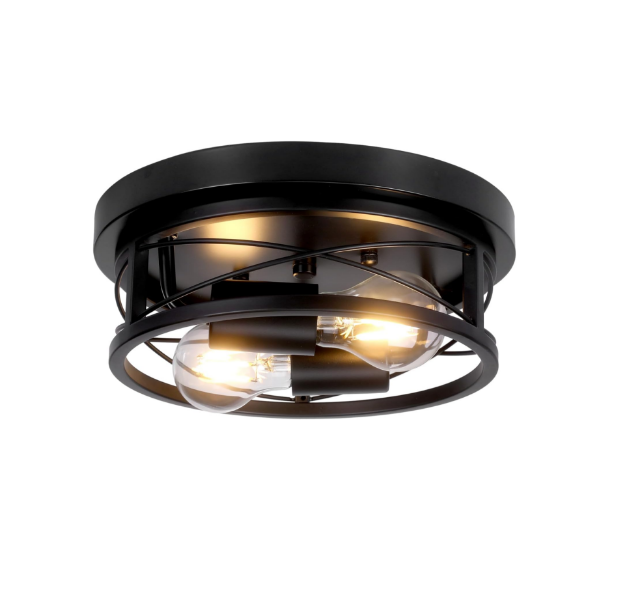 Picture of Round Black Ceiling Light – E27 2-Way Flush Mount Fixture for Chandeliers, Bedrooms & Modern Interiors