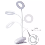 Picture of Rechargeable LED Clip-On Desk Lamp, Flexible Gooseneck Reading Light, USB Night Lamp with Clamp