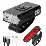 Picture of USB Rechargeable LED Bicycle Light Set, Front and Rear Mountain Bike Torch Lamps for Cycling Safety