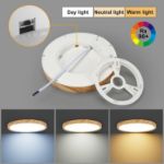 Picture of 12W Ceiling Light,  Flat Small Round Nordic Flush Wood Grain Ceiling Light for Bedroom Living Room Kitchen Bathroom Lights