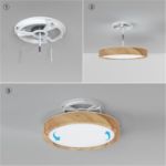 Picture of 12W Ceiling Light,  Flat Small Round Nordic Flush Wood Grain Ceiling Light for Bedroom Living Room Kitchen Bathroom Lights