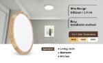 Picture of 12W Ceiling Light,  Flat Small Round Nordic Flush Wood Grain Ceiling Light for Bedroom Living Room Kitchen Bathroom Lights