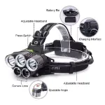 Picture of 20000LM Rechargeable LED Headlamp – 5X T6 Zoomable Head Torch with Adjustable Straps & USB Charging