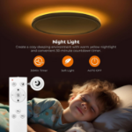 Picture of Dimmable LED Ceiling Lamp 24W with Timer & Night Light – 3000K-6500K Adjustable Color, Remote Control, Memory Function – Perfect for Kids’ Room, Bathroom, Kitchen & More