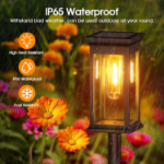 Picture of Solar Lights Outdoor Garden, 4 Pack Solar Powered Waterproof Pathway Lights – Auto On/Off, Adjustable Height, Lighting for Garden, Walkway, and Lawn