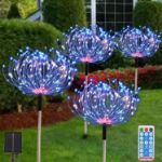 Picture of Solar Garden Lights Outdoor – 4 Pack 480 LED Firework Path Lights, Solar-Powered Starburst Fairy Lights, Waterproof, 8 Modes & Remote for Patio, Yard, and Party Decor