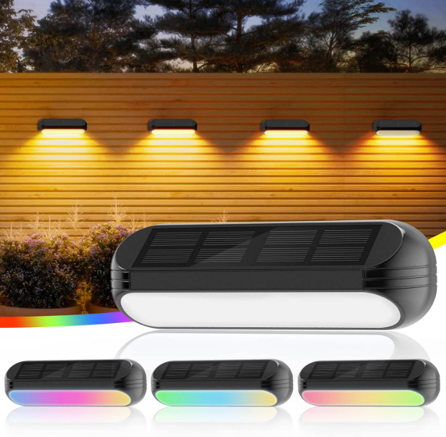 Picture of 4 Pack Solar Fence Lights – Waterproof Outdoor LED Lights with Dual Modes for Garden, Patio, Deck & Stairs