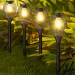 Picture of Solar Garden Lights Outdoor – 4 Pack Waterproof LED Stake Lights, Warm White, Auto On/Off for Patio, Yard & Pathway Decor