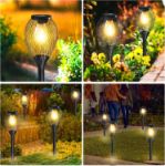 Picture of Solar Garden Lights Outdoor – 4 Pack Waterproof LED Stake Lights, Warm White, Auto On/Off for Patio, Yard & Pathway Decor