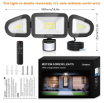 Picture of Outdoor Motion Sensor Security Light | 42W LED Floodlight | 3600LM Brightness | Remote Control & Timing Function | IP66 Waterproof & Durable