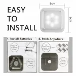 Picture of 6-Pack LED Motion Sensor Night Lights – Wireless, Battery-Powered PIR Lamps for Cabinets, Stairs & Closets