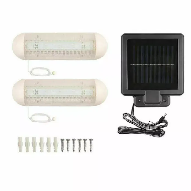 Picture of 2-Pack Solar LED Shed & Garage Lights – Rechargeable, Weatherproof Indoor & Outdoor Lighting for Garden, Patio & Workshop