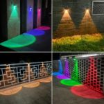 Picture of Solar Fence Lights Outdoor, 10-Color Mode LED Waterproof Deck Lights, Solar-Powered for Patio, Yard & Garden, 4 Pack